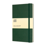 Moleskine large-format notebook with elastic closure, ruled pages green colour