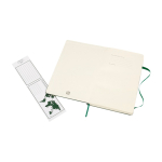 Moleskine large-format notebook with elastic closure, ruled pages green colour second view