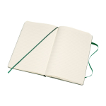 Moleskine large-format notebook with elastic closure, ruled pages green colour fourth view