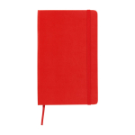 Moleskine large-format notebook with elastic closure, ruled pages dark red colour second front view