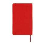 Moleskine large-format notebook with elastic closure, ruled pages dark red colour second rear view