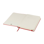 Moleskine large-format notebook with elastic closure, ruled pages dark red colour second view