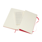 Moleskine large-format notebook with elastic closure, ruled pages dark red colour fourth view