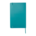Moleskine large-format notebook with elastic closure, ruled pages pastel blue colour second rear view