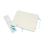 Moleskine large-format notebook with elastic closure, ruled pages pastel blue colour second view
