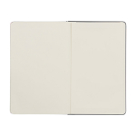Moleskine large-format notebook with elastic closure, ruled pages blue gray colour third rear view