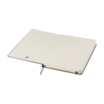 Moleskine large-format notebook with elastic closure, ruled pages blue gray colour third view