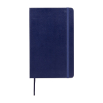 Moleskine large-format notebook with elastic closure, ruled pages ultramarine blue colour second front view