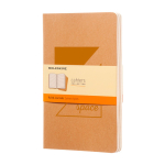 Moleskine Cahier notebook with cardboard cover and inner pocket, lined pages brown colour screen printing view