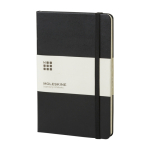 Moleskine Classic notebook with “in case of loss” notice, plain pages black colour third view