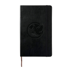 Moleskine Classic soft and flexible cover notebook, plain pages black colour close-up view with logo