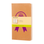 Moleskine Cahier Journal cardboard cover notebook with stitched spine plain pages brown colour screen printing view