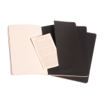 Moleskine Cahier Journal cardboard cover notebook with stitched spine plain pages black colour third view