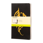 Moleskine Cahier Journal cardboard cover notebook with stitched spine plain pages black colour screen printing view