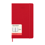Leather-look paper diary with daily view and hard cover Moleskine dark red colour