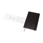 12-month weekly planner in leather-look paper with hard cover Moleskine black colour close-up view with logo