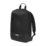 Moleskine Metro 15” backpack with compartments and mesh back panel black colour printed logo view 2