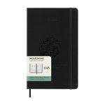 Vertical weekly diary with elastic closure and inner pocket Moleskine black colour close-up view with logo