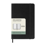 Pocket weekly diary with soft cover and elastic closure Moleskine black colour