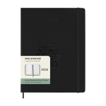 Large weekly diary with elastic closure and hard cover Moleskine black colour close-up view with logo