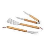 Barbecue set in bamboo box with grill utensils natural colour third view