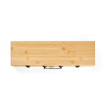 Barbecue set in bamboo box with grill utensils natural colour front view
