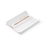 Twist recycled aluminium pen with black ink champagne colour view in box