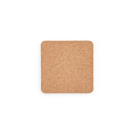 Square natural cork coaster made in Europe natural colour front view