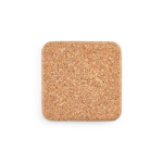 Set of round natural cork coasters made in Europe natural colour rear view