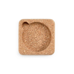Set of round natural cork coasters made in Europe natural colour third front view