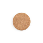 Round cork coaster with raised rim made in Europe natural colour rear view