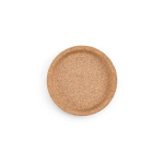 Round cork coaster with raised rim made in Europe natural colour front view