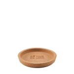 Round cork coaster with raised rim made in Europe main view