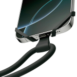 Adjustable nylon lanyard up to 150 cm for carrying your phone black colour detail view