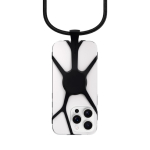 Adjustable nylon lanyard up to 150 cm for carrying your phone black colour second front view