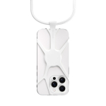 Adjustable nylon lanyard up to 150 cm for carrying your phone white colour second front view