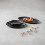 Ceramic dinner plate with matte finish made in Europe ambient view