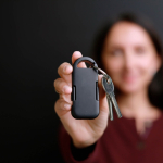 Ultracompact recycled plastic keyring power bank 1,000mAh black colour fourth ambient view