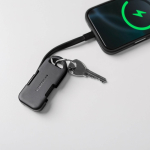 Ultracompact recycled plastic keyring power bank 1,000mAh black colour sixth view