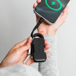 Ultracompact recycled plastic keyring power bank 1,000mAh black colour seventh view