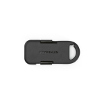 Ultracompact recycled plastic keyring power bank 1,000mAh black colour front view
