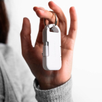 Ultracompact recycled plastic keyring power bank 1,000mAh white colour third ambient view