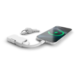 Ultracompact recycled plastic keyring power bank 1,000mAh white colour fifth view