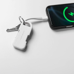 Ultracompact recycled plastic keyring power bank 1,000mAh white colour sixth view