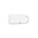 Ultracompact recycled plastic keyring power bank 1,000mAh white colour rear view