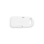 Ultracompact recycled plastic keyring power bank 1,000mAh white colour front view