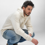 Unisex organic cotton hoodie 300 g/m² beige colour ambient view