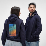 Unisex organic cotton hoodie 300 g/m² navy-blue colour ambient view