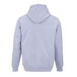 Unisex organic cotton hoodie 300 g/m² pastel blue colour rear view