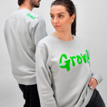 Unisex organic cotton brushed fleece sweatshirt 300g/m² Waikiki light grey colour second ambient view